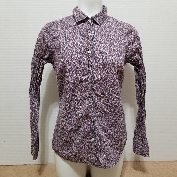 J.Crew top 8 Perfect button up down Liberty Art Fabrics floral print long sleeve - Picture 1 of 12